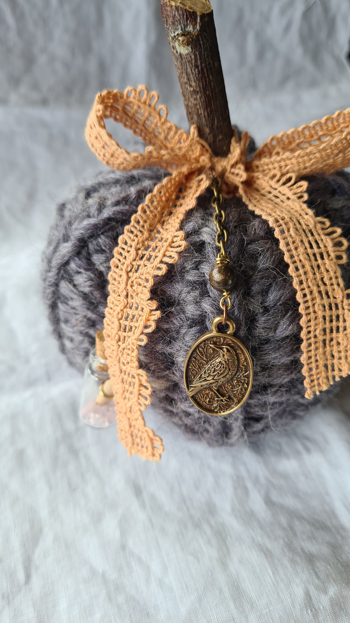 Citrouille Parme Vintage – Ruban corail