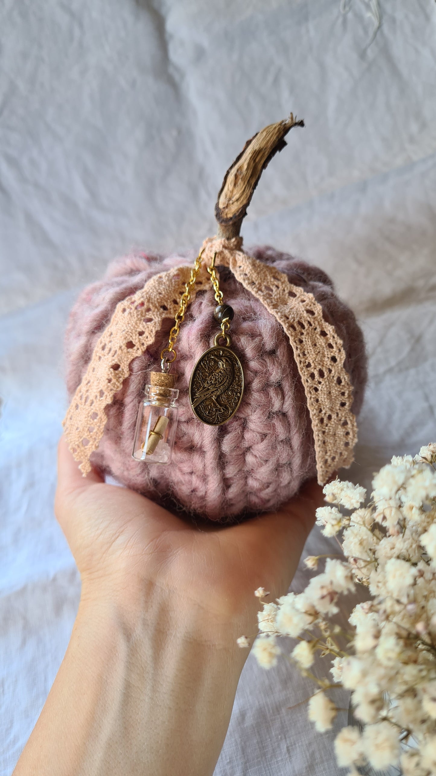 Citrouille à vœux – Rose chiné